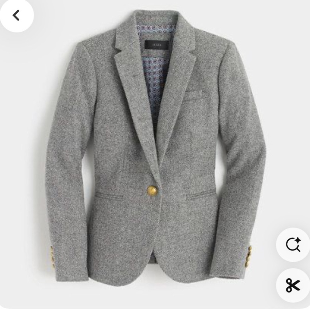 J crew grey wool, blazer, style, Campbell size 00 pristine condition.